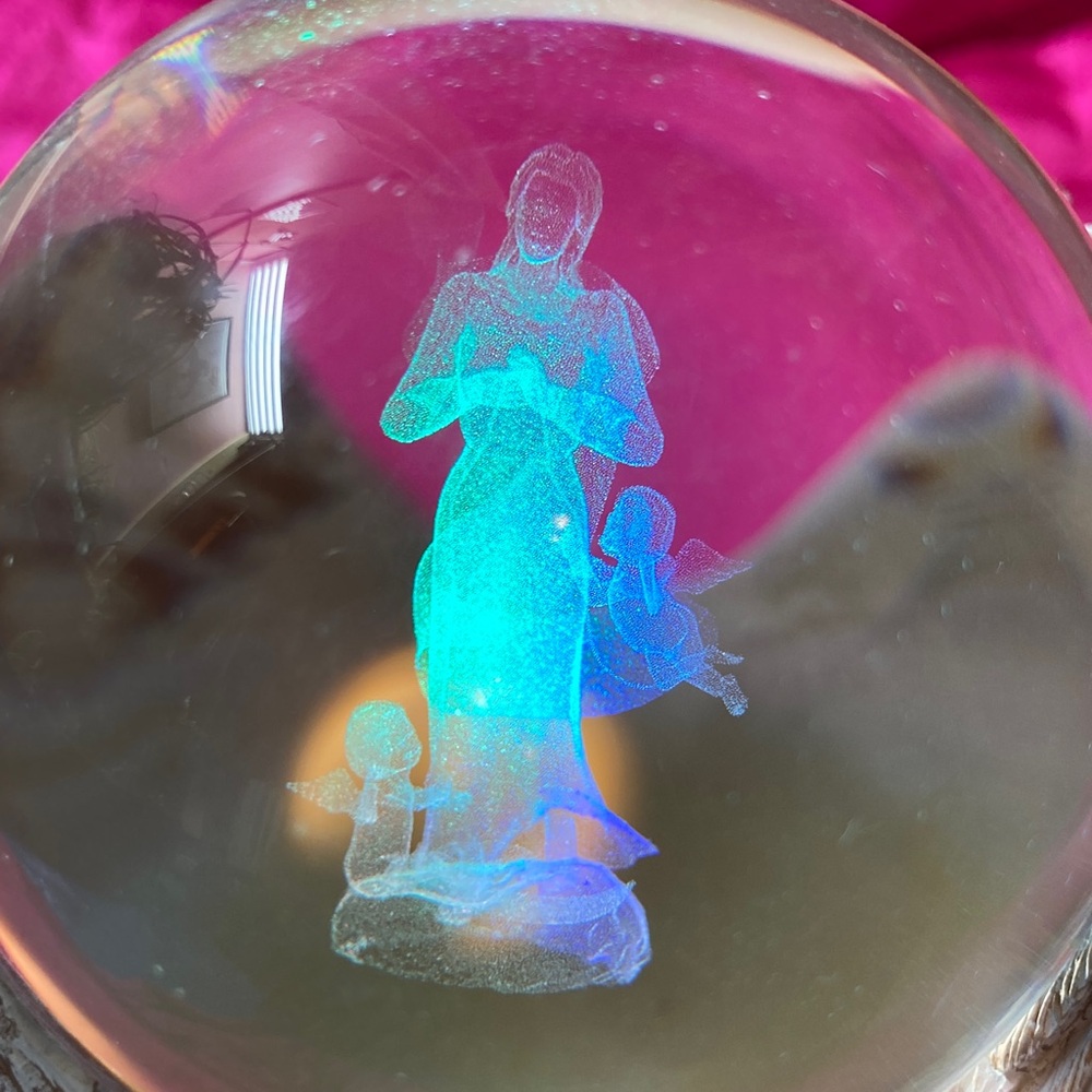 “Love” Angel Figurines in 3D Laser-Engraved Globe with Illuminated Base